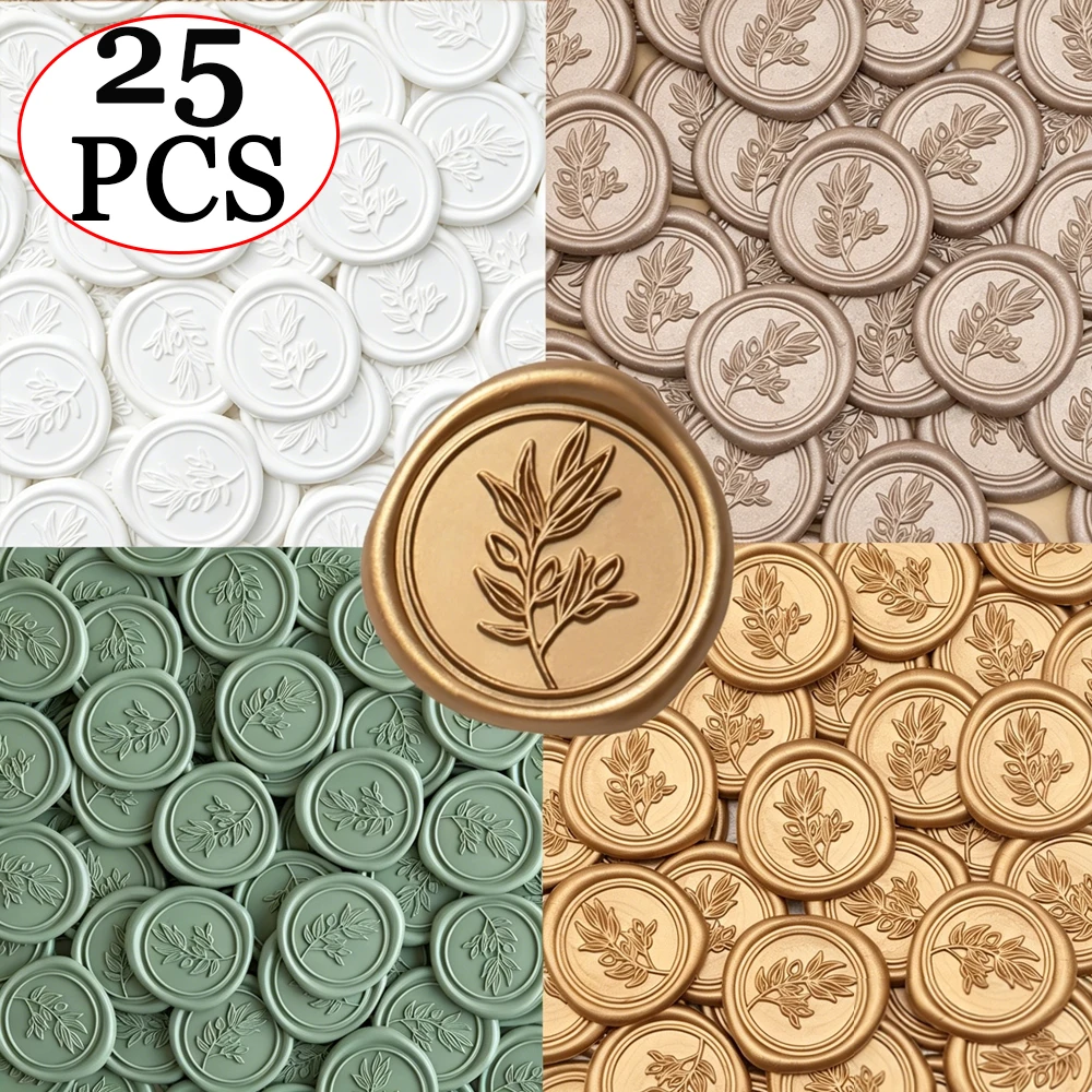 Wedding Sutra - 25 ชิ้น/เซ็ต กิ่งมะกอก ลายใบไม้ สติ๊กเกอร์ซีลขี้ผึ้ง สติ๊กเกอร์ติดด้วยตนเอง