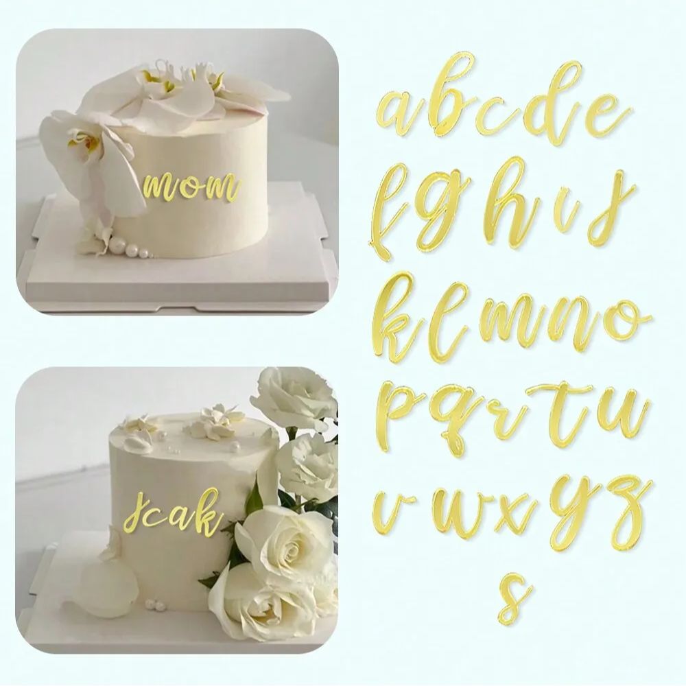 Wedding Z - 1 ชุดกระจกอะคริลิค A-Z ตัวอักษรภาษาอังกฤษเค้กตกแต่งสําหรับงานแต่งงานวันเกิด DIY ตกแต่งเค้ก