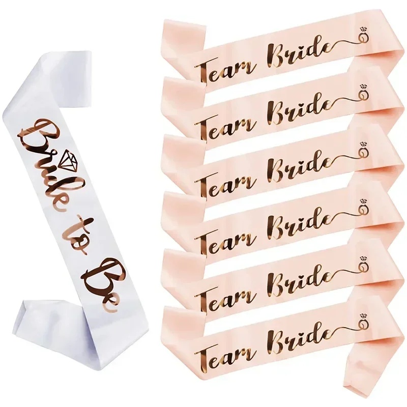 Bride Tribe Sash - ชุดสายสะพายเจ้าสาว 1 ชุด ดีไซน์สีโรสโกลด์ สำหรับทีมเจ้าสาว สายสะพายผ้าซาติน