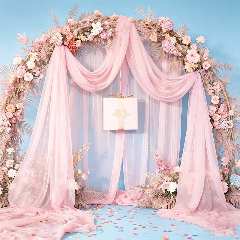 ผ้าทูลล์สีชมพูอ่อนแบบม้วน ผ้าฝ - Wedding Balloon Arch บทวิจารณ์และราคา