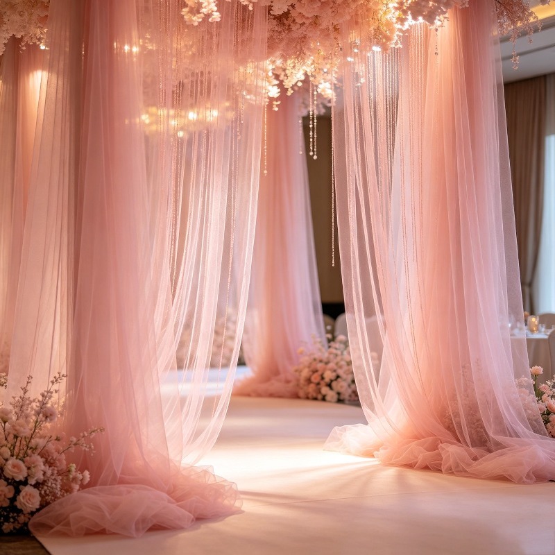 ผ้าม่านโปร่งแสงสีชมพูอ่อนสำหรั - Wedding Balloon Arch บทวิจารณ์และราคา