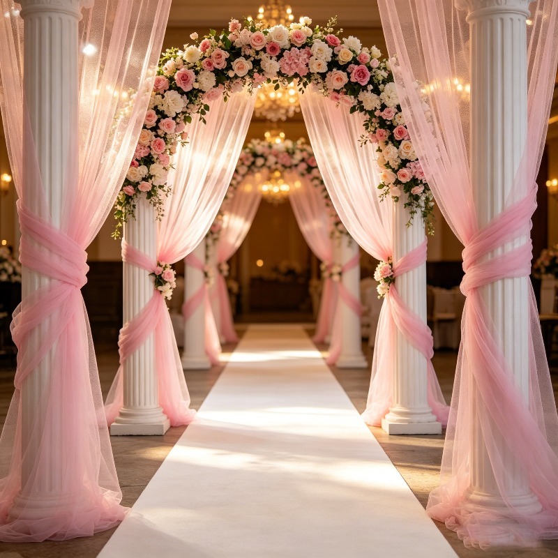 ผ้าม่านโปร่งแสงสีชมพูอ่อนสำหรั - Wedding Balloon Arch บทวิจารณ์และราคา