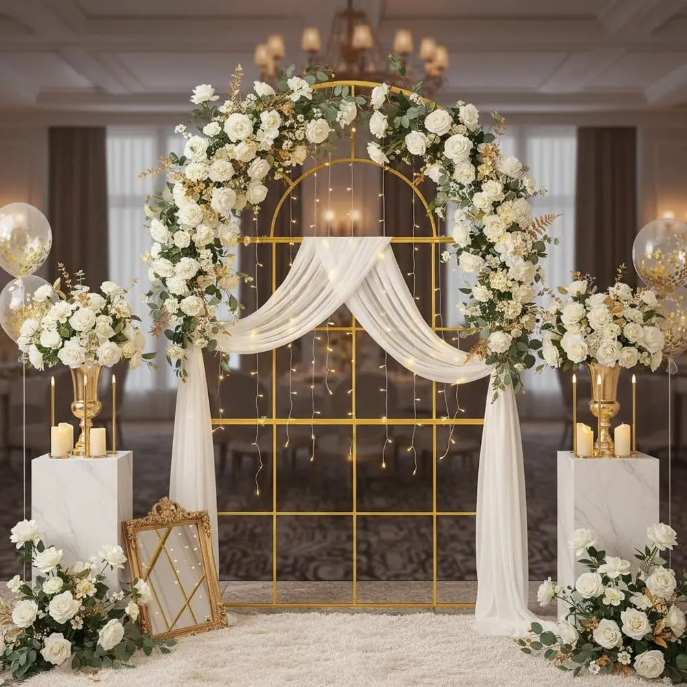 ซุ้มแต่งงานโลหะสีทอง สูง 6.5 ฟ - Wedding Balloon Arch บทวิจารณ์และราคา