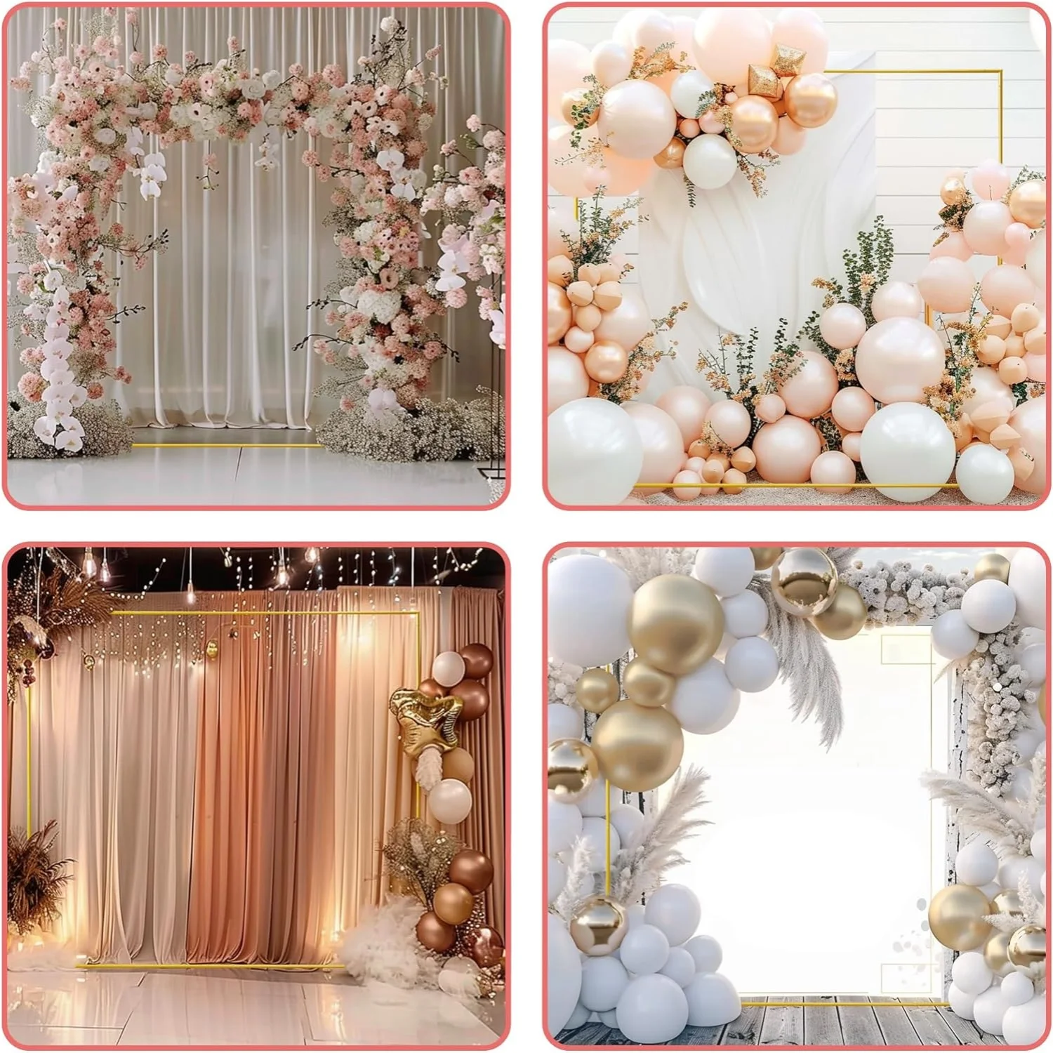 ทองจัดงานแต่งงานสแควร์ฉากหลังโ - Wedding Balloon Arch บทวิจารณ์และราคา
